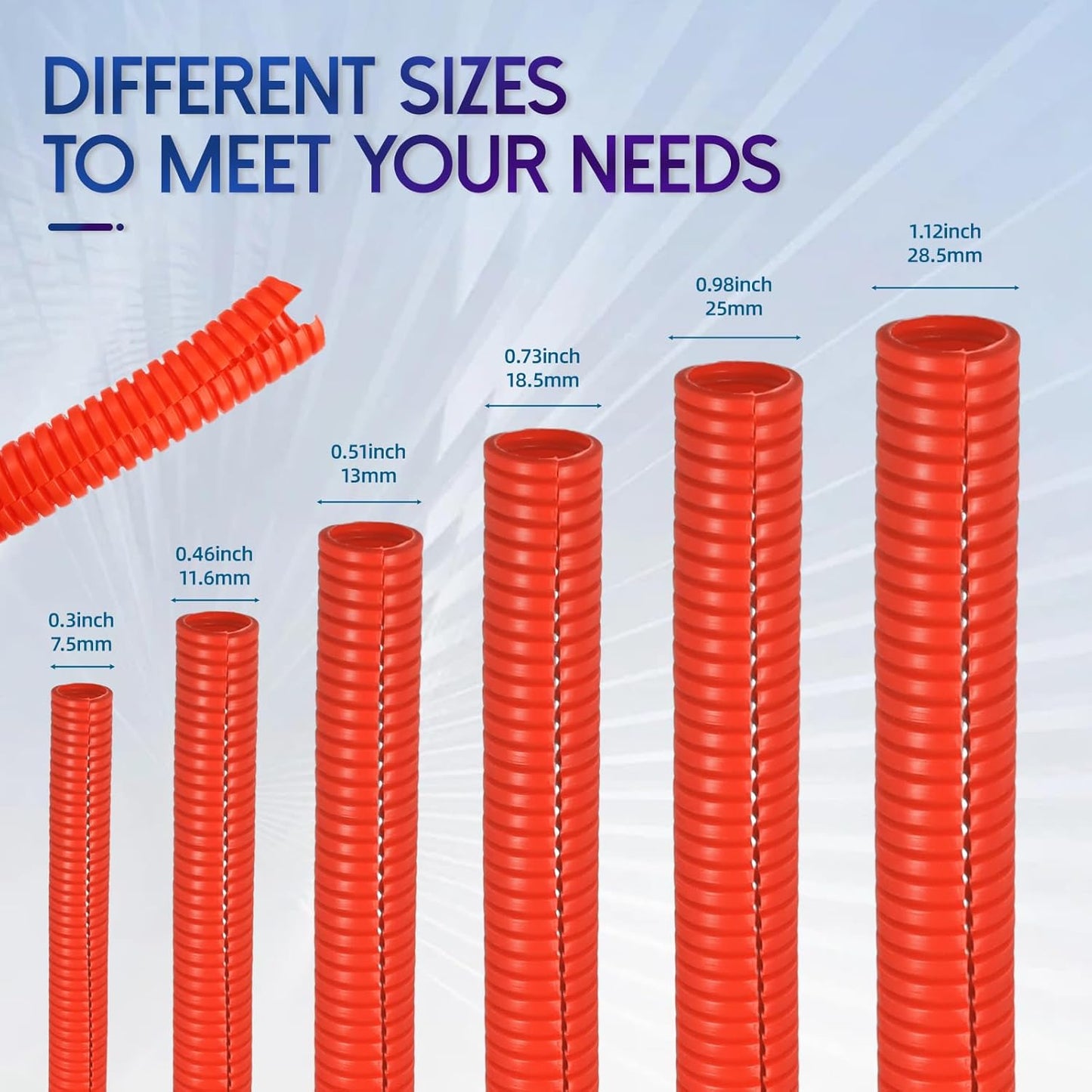 Split Wire Loom Tubing, 10,25ft Cord Protectors from Pets No Chew, Flexible Wire Covers Cord Protectors, Protective Split Cable Sleeve for Automotive Home Industrial Wires(Red, 0.98inch-10ft)