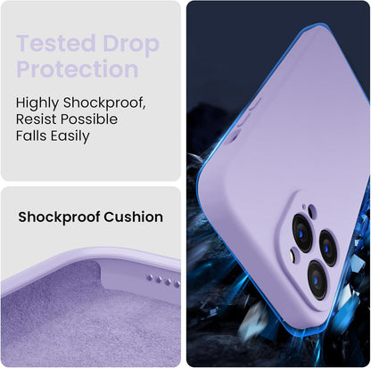 FireNova for iPhone 14 Pro Case, Silicone Upgraded [Camera Protection] Phone Case with [2 Screen Protectors], Soft Anti-Scratch Microfiber Lining Inside, 6.1 inch, Clove Purple