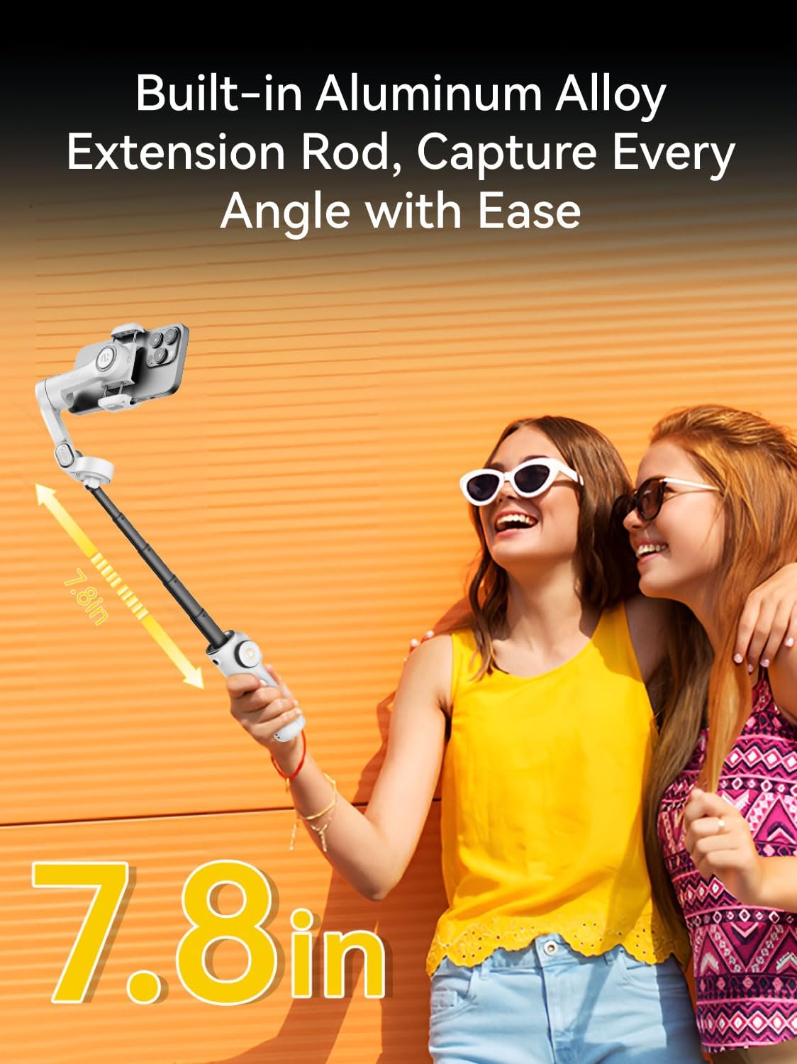 Gimbal Stabilizer for iPhone, Phone Gimbal with Face/Object Tracking for Vlog Recording, 3-Axis Phone Stabilizer with 7.8' Extension Rod and OLED Display for iPhone/Android-Smart X2 White
