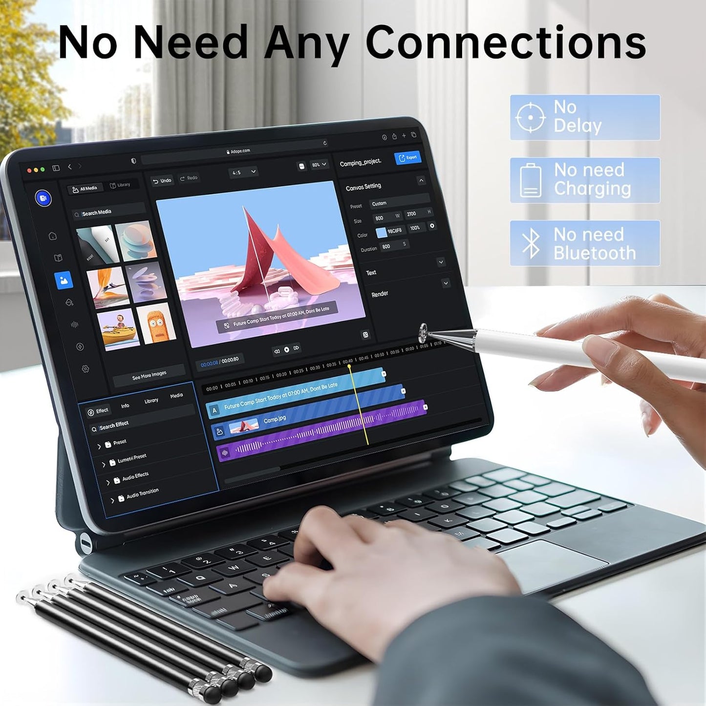 Bopomofo Stylus (10 Pcs), 2-in-1 Stylus Pen for Touchscreen, High Precision and Sensitivity, Suitable for iPhone/ipad/Android Tablets, Compatible with All Touch Screens,Black/White