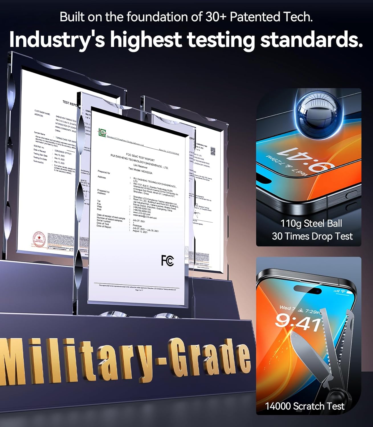 TORRAS Top-Notch Military-Grade Shatterproof for iPhone 15 Screen Protector [Most durable 9H+ Glass,Unbreakable from 12-foot Drop] for iPhone 14Pro&iPhone 15, Diamond Shield 2 Packs