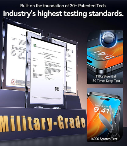 TORRAS Military-Grade Shatterproof for iPhone 16 Pro Max Screen Protector [9H+ Aerospace Tempered Glass＆ One-Step Installation] Full Coverage Fit Bubble Free Top-Notch Protection, 2 Pack, GlassGo X