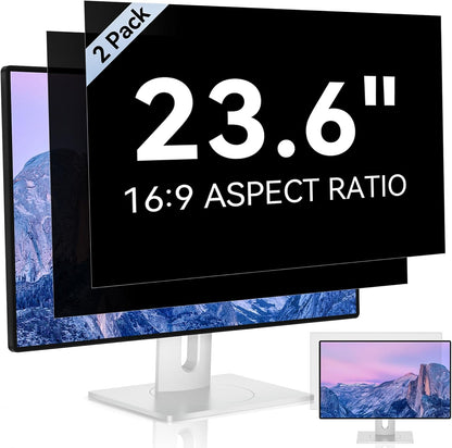 [2 Pack] 23.6 Inch Computer Privacy Screen for 16:9 Aspect Ratio Widescreen Monitor, Eye Protection Anti Glare Blue Light Computer Monitor Privacy Filter, Removable Anti-Scratch 23.6 Protector Film
