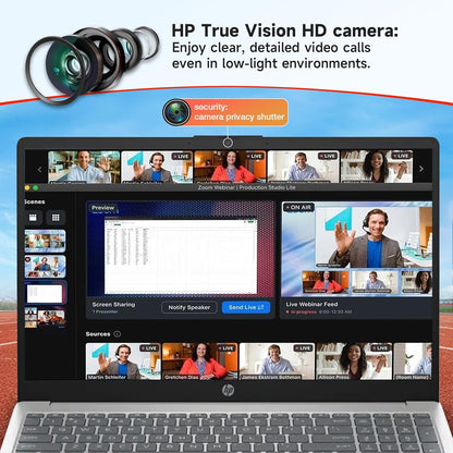 HP 2025 15.6" Touchscreen Laptop Computer, Intel Core i3-1315U(Up to 4.5GHz), 64GB RAM, 2TB SSD, Windows 11 Pro, Copilot AI, HD Display, Wi-Fi 6, Bluetooth 5.3, w/Accessories for Business & Student