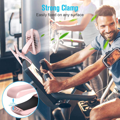 BESKAR Portable Clip on Fan Rechargeable, 4 Speeds Small Battery Operated Fans, USB Desk Fan with Strong Airflow, Sturdy Clamp Fans for Golf Cart Office Outdoor Travel Camping