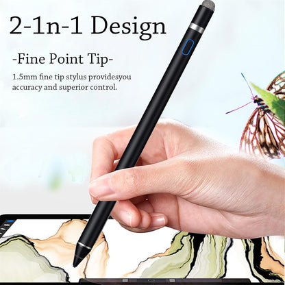 Stylus Pen for iPad, DOGAIN Active Pencil for Touchscreen with Dual Touch Function, Active Digital Fine Point Pen Compatible with Apple iPad/Pro/Air/Mini/iPhone/Samsung//iOS/Android and More - Black