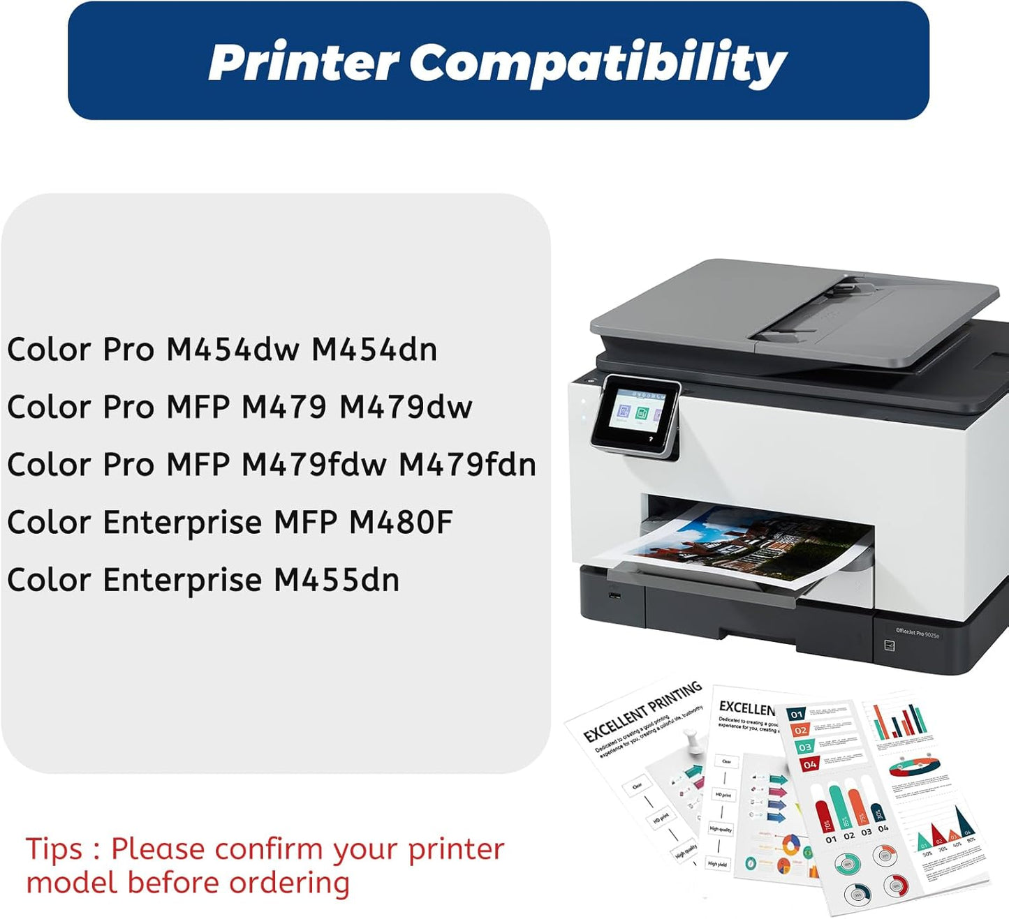 414A 414X Black Toner Cartridge - with Chip Replacement for HP 414A 414X W2020A,for HP Color Laserjet Pro MFP M479fdw M479fdn M479fdw M454dw M454dn Printer Ink, 2 Pack No Fading,No Streak