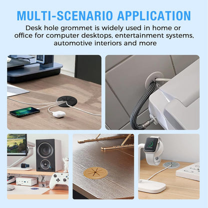 Desk Grommet 2" (50 mm), Desk Hole Cover for Cables Grey, Cable Grommet ABS Plastic, Desk Hole Grommet for Office and Home Table Cable, Detachable & Flexible Cable Cord Organizer-4 Pcs