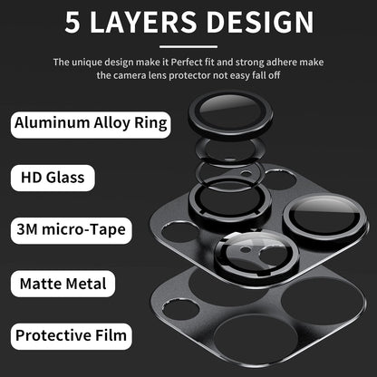 Camera Lens Protector for iPhone 14 Pro/iPhone 14 Pro Max, Alloy Metal Camera Cover with Tempered Glass Screen Protector Accessories,Black 2 Pack