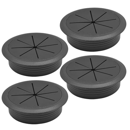 Desk Grommet 2-3/8" (60 mm), Desk Hole Cover for Cables Black, Cable Grommet ABS Plastic, Desk Hole Grommet for Office and Home Table Cable, Detachable & Flexible Cable Cord Organizer-4 Pcs
