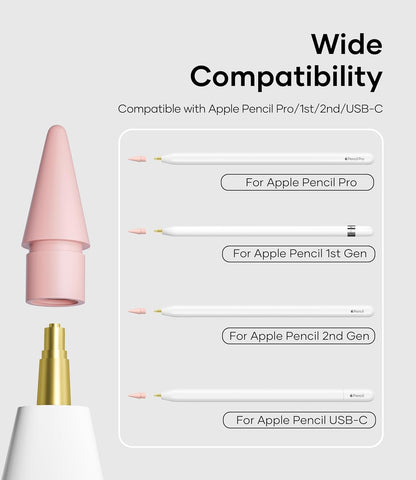 Replacement Pencil Tips for Apple Pencil Pro, Pen Tips for Apple Pencil 2nd Gen/1st Gen/USB-C, Wear-Resisting Pencil Nibs with Storage Box, Pen Nibs Set Compatible with Apple Pen (6 Pack, Pink)