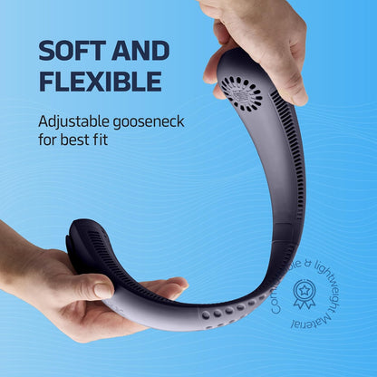 Portable Neck Fan - 3 Speed Rechargeable Bladeless Neck Fan, Adjustable Personal Black Neck Fan For Women & Men Modern Design, Great Cooling Fan For Travel, Indoor, Outdoors & Sports (Blue)