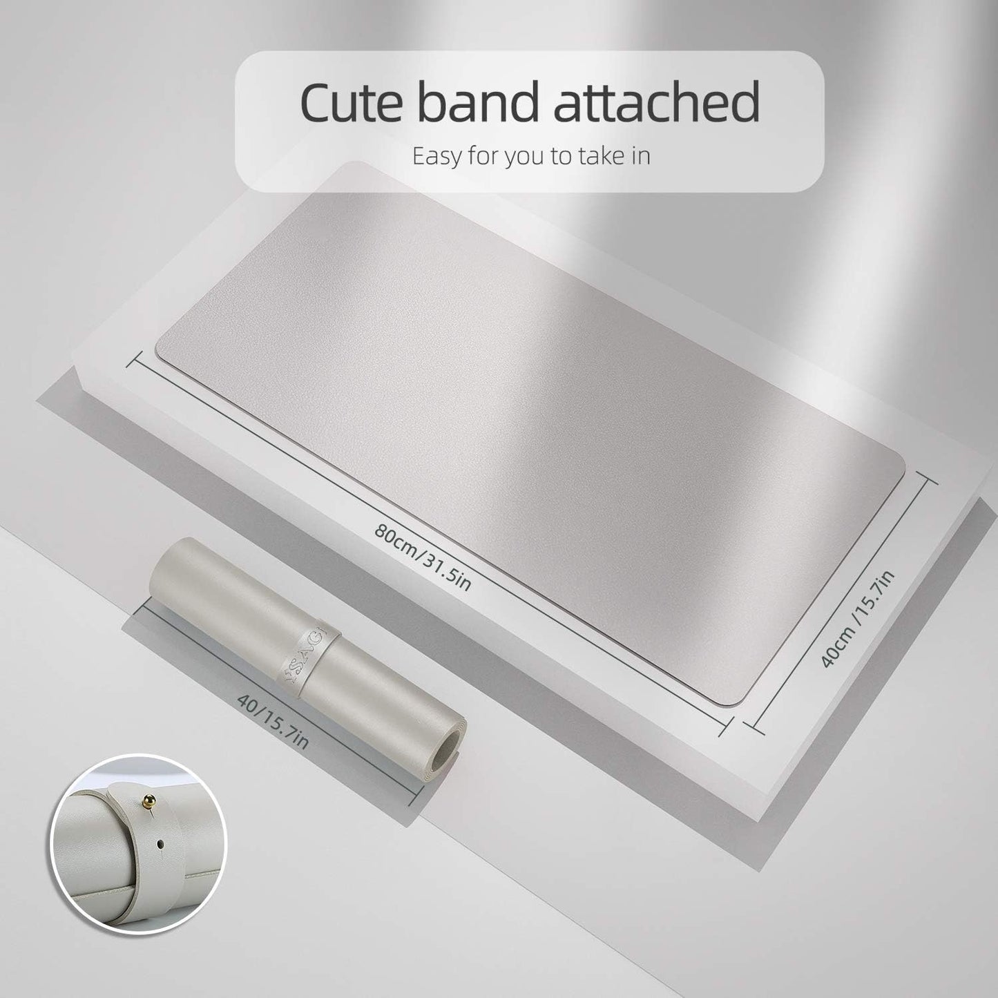 YSAGi Multifunctional Office Desk Pad, Ultra Thin Waterproof PU Leather Mouse Pad, Dual Use Desk Writing Mat for Office/Home (31.5" x 15.7", Grey)