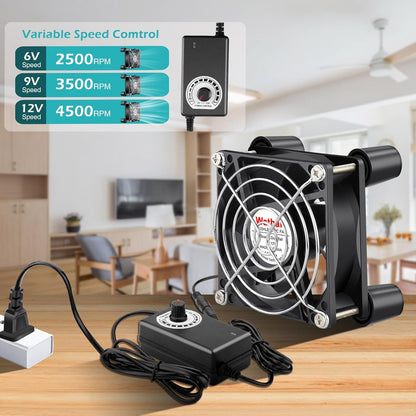 Wathai 80mm Small Computer Cooling Fan with AC Plug, 110V 120V 220V 240V Fan Enhanced Cooling Solution for Electronic Components, PC Cases, Greenhouses, Terrariums, and Modem Cool Projects