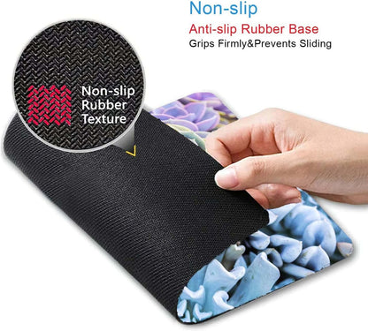 Succulents Mouse Mat, Waterproof Mouse Pad Non-Slip Rubber Base For Office Laptop, 9.5"x7.9"x0.12" Inch