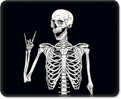 ITNRSIIET Mouse Pad with Stitched Edge Premium Textured Smooth Precise Operation Waterproof Washable Non-Slip Rubber Base Desktop Protection Mat, 10.2×8.3×0.12 inches, Human Skeleton