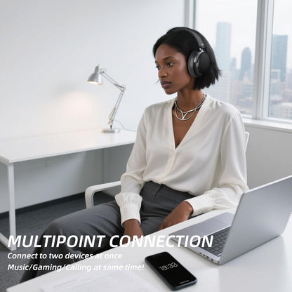 FunHub Active Noise Cancelling Headphones,Wireless Headphones BT 6.0 with Transparent Mode,Hi-Res Audio,Deep Bass,160H Playtime Foldable Storage Over Ear Headset for Gaming/Work/Travel-Black