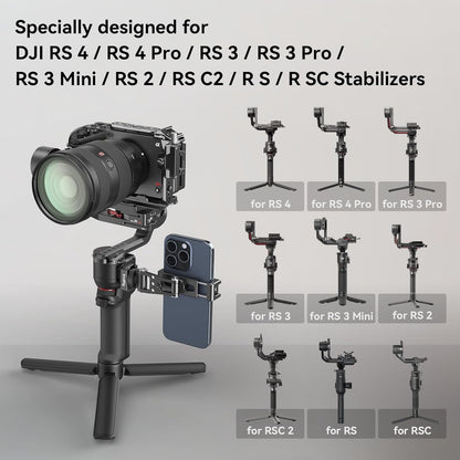 SMALLRIG Universal Phone Tripod Mount, Metal Cell Phone Mount with Cold Shoe Mount and M4 Screws for DJI RS 4 Mini/Pro, Free Adjustment Phone Mount Adapter for iPhone 17 16, for Samsung Galaxy- 4301