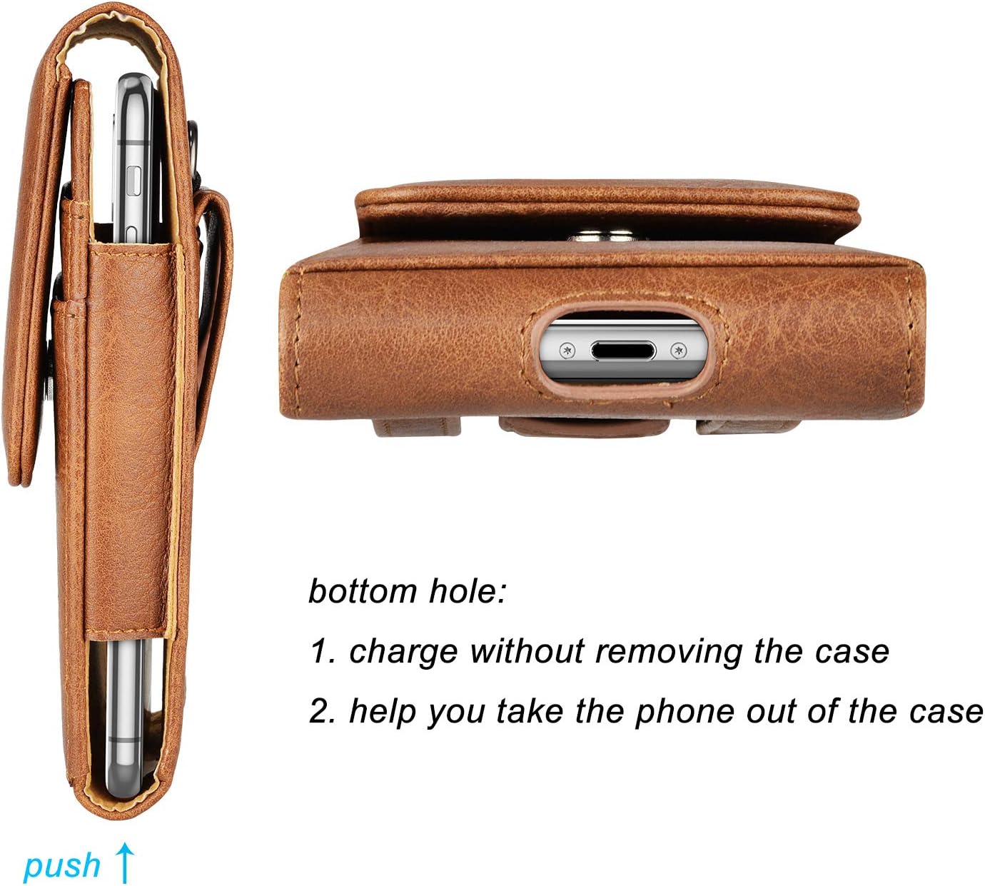 Phone Holster for Samsung Galaxy S24 S23 S22 S21 S20 FE S10 S9 A51 A52 A53 Note 20 Note 10 Plus LG Stylo 5 PU Leather Case Pouch Belt Phone Holder with Belt Clip,Brown