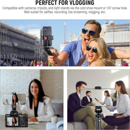 NEEWER Metal Phone Tripod Mount with Cold Shoe Mounts, Freely Adjustable Joints Universal Phone Holder Compatible with iPhone 15 Pro Max Samsung Galaxy Google Pixel Canon Nikon Sony Camera Cage, PA001