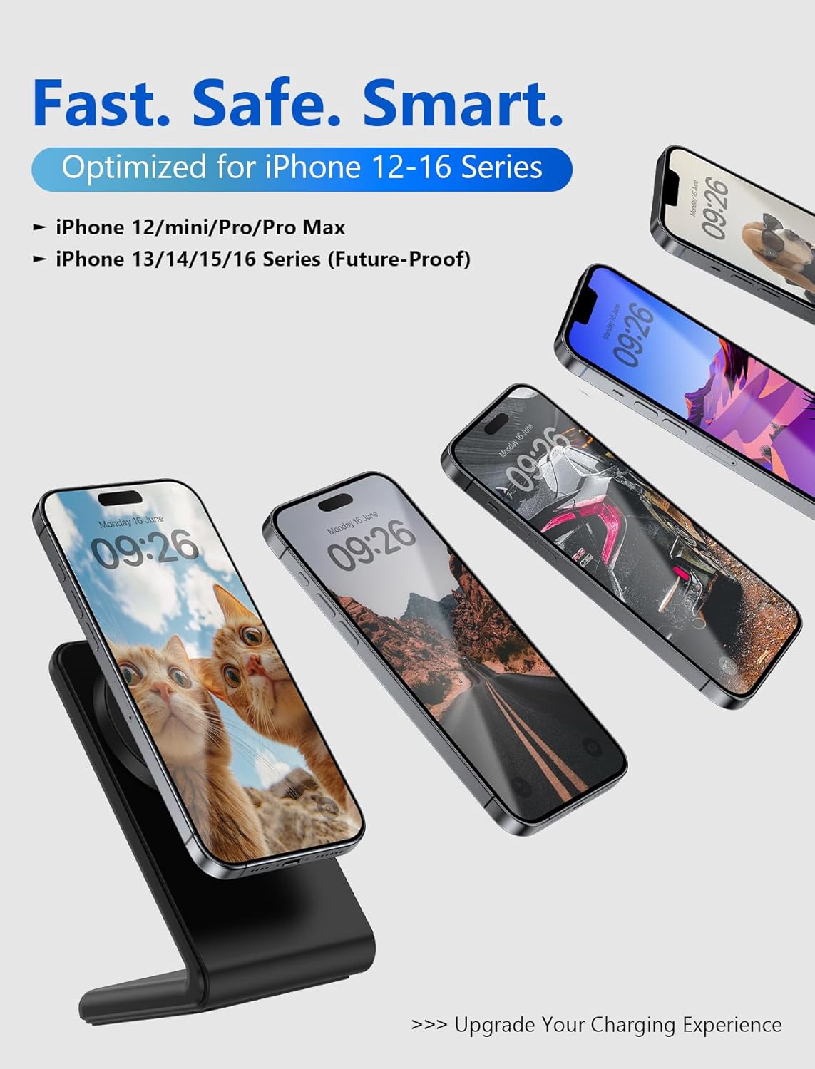 Mag.Safe Charger - iPhone Charger Stand, Fast Magnetic Wireless Charger for iPhone 16/15/14/13/12 Series - Black