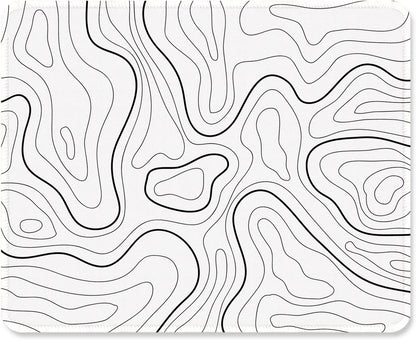 ITNRSIIET Mouse Pad with Stitched Edge Premium Textured Smooth Precise Operation Waterproof Washable Non-Slip Rubber Base Desktop Protection Mat, 10.2×8.3×0.12 inches, Topographic Contour White