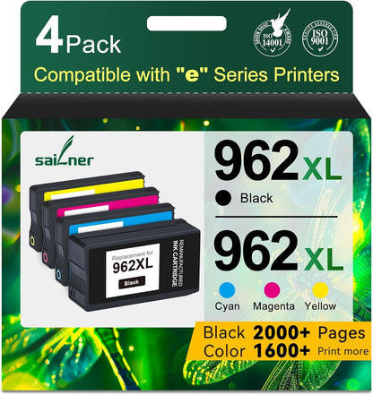 962XL Ink Cartridges for HP 962XL Ink Cartridges Combo Pack Work for HP Officejet Pro 9015e 9010 9025e 9015 9025 9018e 9025e 9020 Printer for HP 962 (4 Pack)