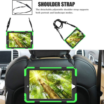 ZenRich Shockproof Case for iPad 9th/8th/7th Generation 10.2 inch 2021/2020/2019, Heavy Duty Rugged Case with Pencil Holder/360° Rotating Kickstand/Handle/Carrying Strap, Green