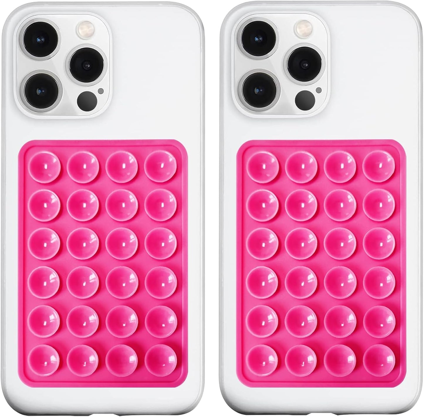 2 Pack Silicone Suction Phone Case Mount, Silicon Adhesive Phone Grip for Smartphones, Hands-Free Mirror Shower Phone Holder for Selfies, Tiktok Videos (Rose)