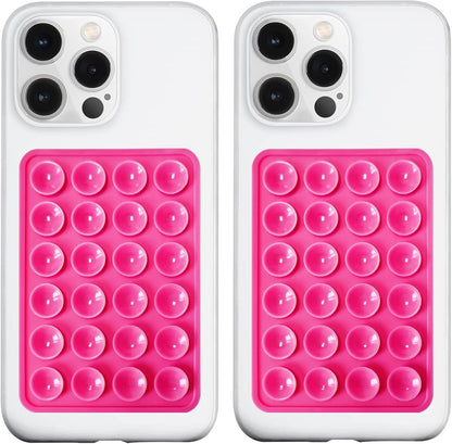 2 Pack Silicone Suction Phone Case Mount, Silicon Adhesive Phone Grip for Smartphones, Hands-Free Mirror Shower Phone Holder for Selfies, Tiktok Videos (Rose)