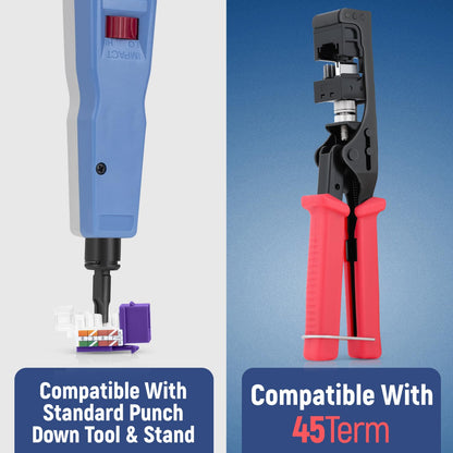 Everest 45° Angled RJ45 Cat6 Keystone Jacks 50-Pack in Purple - Slim Profile Female RJ45 Connectors - Cat 6 Keystone Jack - Compatible with 45° Angled Speed Termination Tool - 45Term (B0BL3GS7ZY)