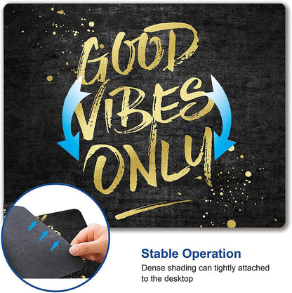 Hokafenle Mouse Pad, Motivational Mouse Pad with Inspirational Quotes Design, Mouse Mat Square Waterproof Mouse Pads, Non-Slip Rubber Base MousePads for Office Home Laptop, Good Vibes Only