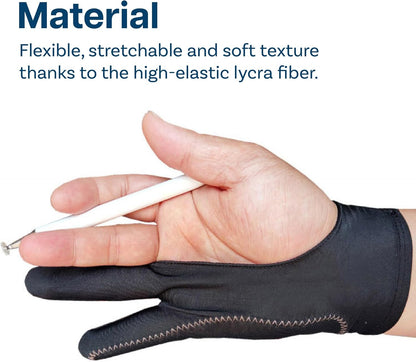 MMOBIEL Drawing Glove for Digital Tablet and Sketching Model A 2-Finger Palm Rejection Artist Glove – Small Size – Right and Left Hand Use