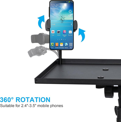 Projector Stand Tripod, Laptop Tripod Stand Adjustable Height from 23.5 to 63.5 inches with Gooseneck Phone Holder, Laptop Floor Stand for Office, Home, Stage, Studio, DJ Racks Holder Mount