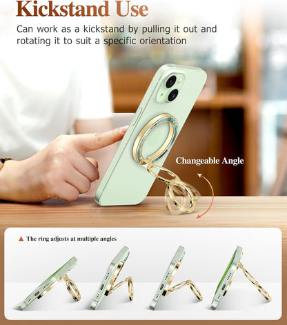 GVIEWIN Magnetic Phone Ring Holder, Compatible with MagSafe Phone Grip with Adjustable Stand, Magnet Phone Ring Kickstand for iPhone 16 Pro Max/Plus/15/14/13/12 Series/Other Phones (Desert Dream)