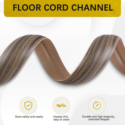 Floor Cord Cover 3.3FT Cord Covers for Wires on Floor Protect Wires & Prevent Trip Hazards, Easy to Cut for Home, Office, School, Concerts, Cavity W0.6in x H0.32in