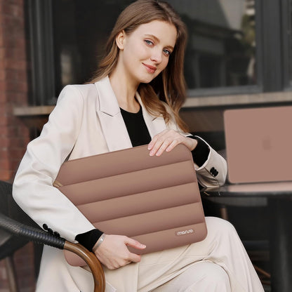 MOSISO 13.3 inch Laptop Case, 13-13.3 inch Puffy Laptop Sleeve Compatible with MacBook Air 13 13.6 M4 M3 M2 M1/Pro 13/Pro 14, HP Dell ASUS Lenovo,Polyester Horizontal Bag with Small Case, Mocha