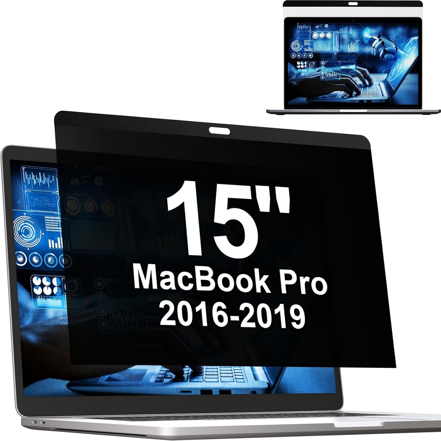 Mamol Privacy Screen MacBook Pro 15 Inch (2016-2019), Magnetic Removable Anti Blue Light Glare Filter Privacy Screen Protector for Apple Mac 15 In Laptop Model (A1707, A1990)