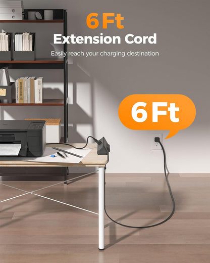 Desk Clamp Power Strip Black, TESSAN 6 Ft Flat Plug Extension Cord with Multiple Outlets, 5 Outlets with 4 USB (2 USB C), 2100J Surge Protector Power Strip, Office Home Dorm Gaming Room Essentials