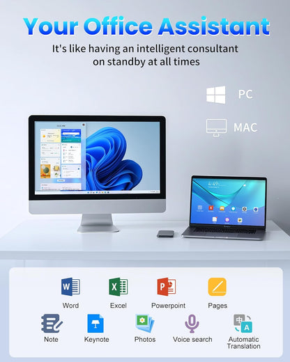 2025 AI Mouse, Bluetooth Wireless Mouse with Voice Input Search, Voice and Word Translation, Form Document Output, Code Generation, AI Writing, AI Drawing, Rechargeable, for Windows, macOS(Black)