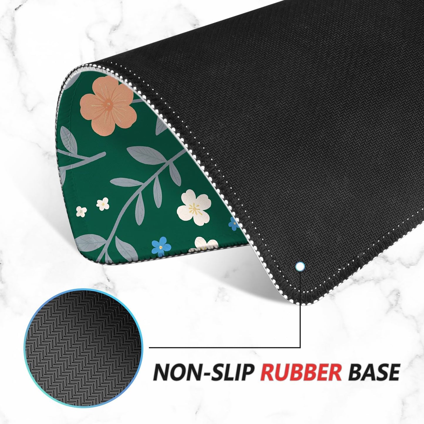 ITNRSIIET Mouse Pad Non-Slip Rubber Base Smooth Surface Stitched Edges Waterproof Durable Compatible with All Mice for Office & Gaming, Desk Accessory, 10.2x8.3x0.12 inch, VintageBloom