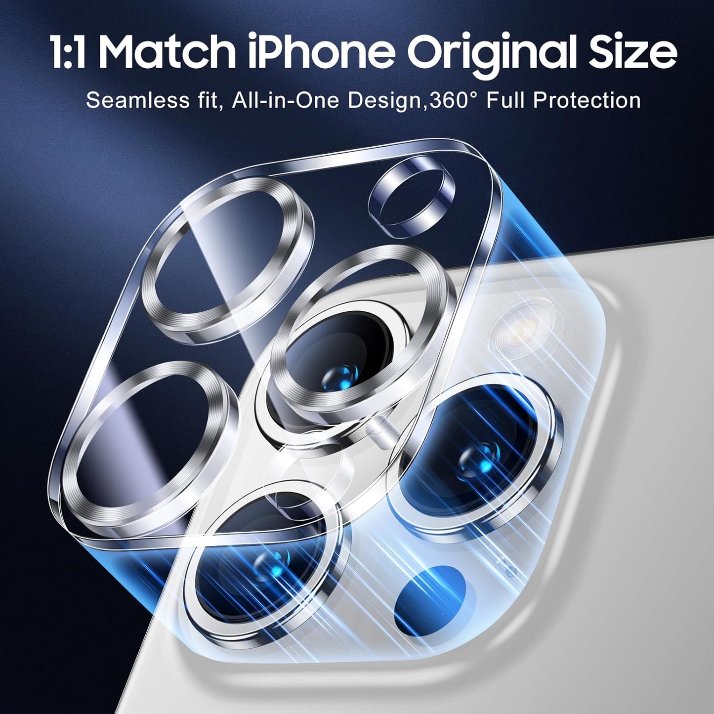 UniqueMe Compatible for 3 Pack iPhone 15 Pro/iPhone 15 Pro Max Camera Lens Protector, [Drop Protection] [Case Friendly] 9H Tempered Glass Camera Cover Screen [2023 New Version] - Silver