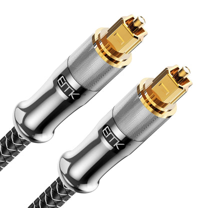 EMK 24K Gold-Plated Optical Audio Cable [12ft/4M] - Digital Toslink SPDIF Cable Compatible with Soundbar to TV, Home Theater - High-Speed Fiber Optic Cable (Silver)