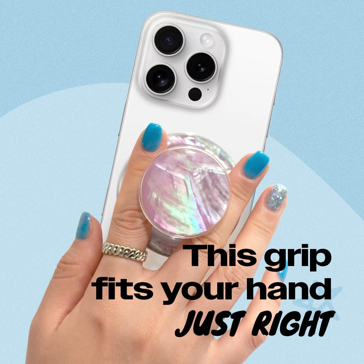 OnTheGrip Cute Natural Seashell Design Round Shape Collapsible Mobile Phone Grip Stand Holder for Smartphone Tablet Cell Phone Accessory (Violet)