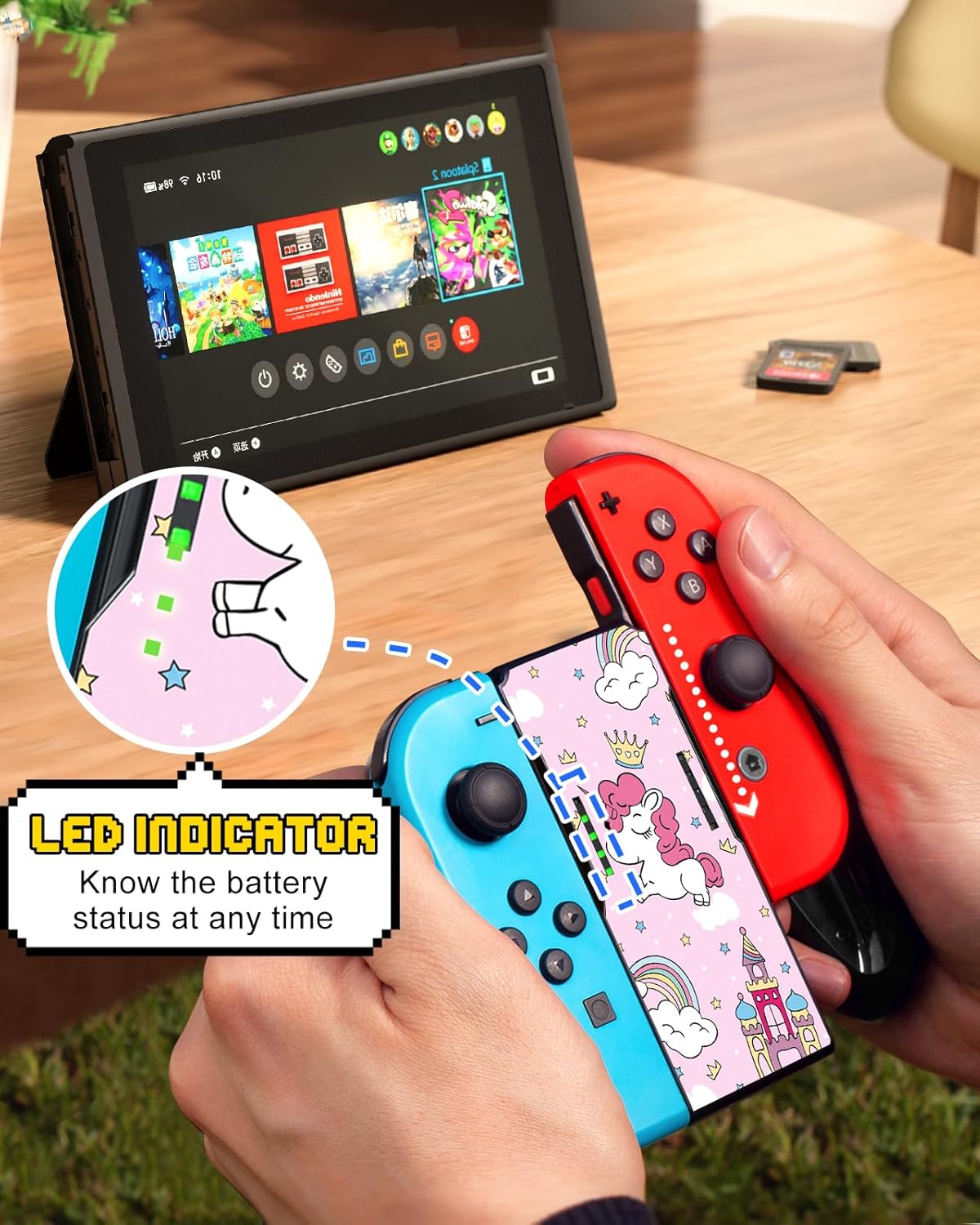 Lotadilo Joy-Con Grip for Nintendo Switch/Switch Oled - JoyCon Comfort Hand Grips Controller for Women Girls Teen Boys Cute Cartoon Design, Horse