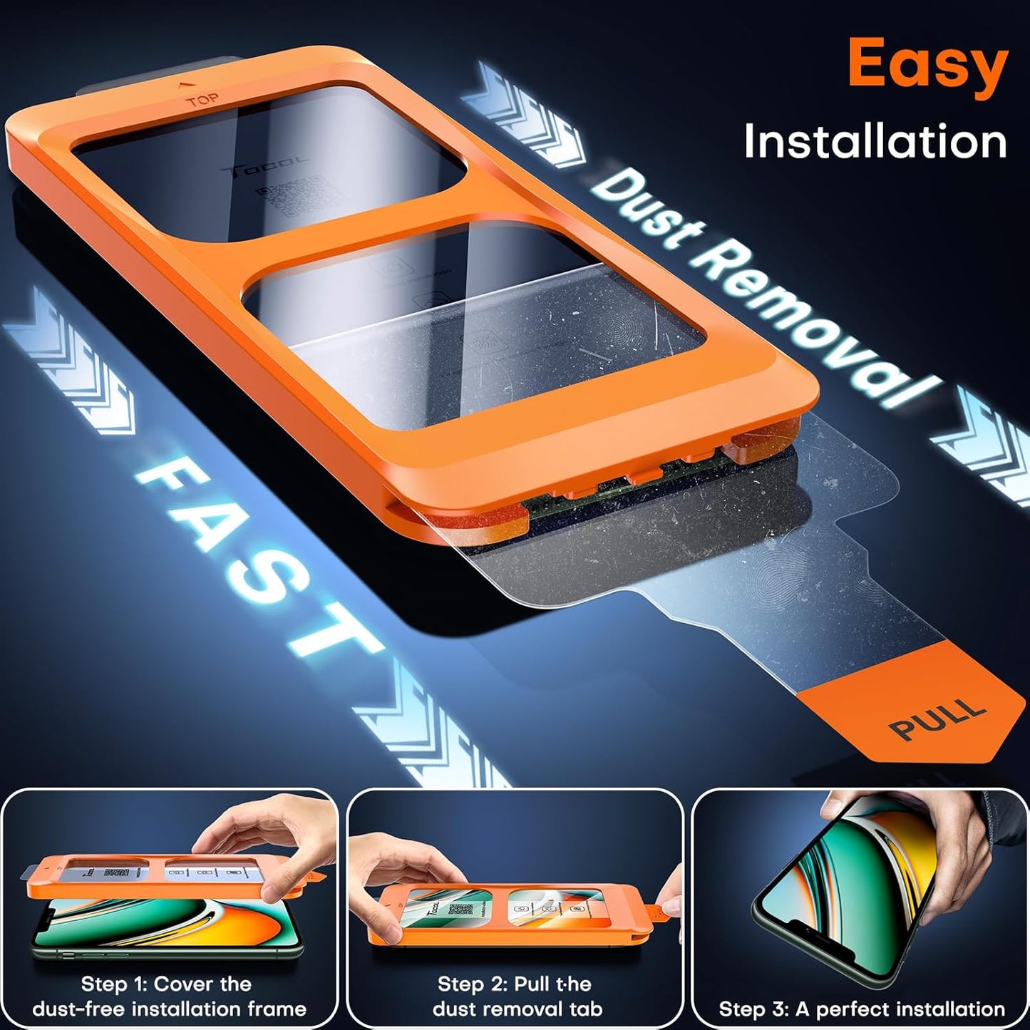 TOCOL for iPhone 11 Pro/iPhone XS/iPhone X Screen Protector 9H Hardness Military Grade Shatterproof HD Tempered Glass Full Coverage Easy Installation Case Friendly 2 Pack