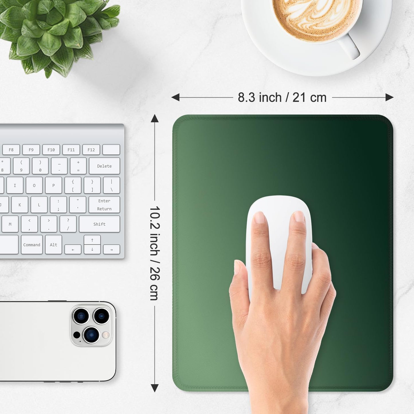 ITNRSIIET Mouse Pad Non-Slip Rubber Base Smooth Surface Stitched Edges Waterproof Durable Compatible with All Mice for Office & Gaming, Desk Accessory, 10.2x8.3x0.12 inch, Forest Gradient