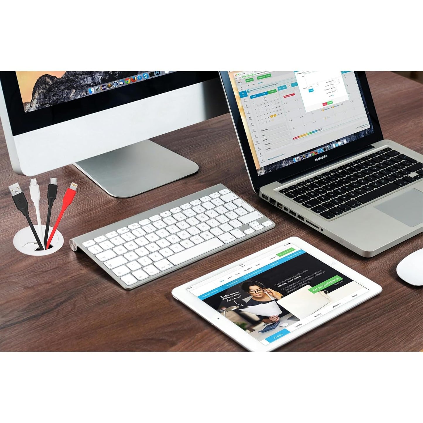 Desk Grommet 2 inch with Hole Saw, Desk Cord Hole Cover Grommet for Cables, 2 PCS, White