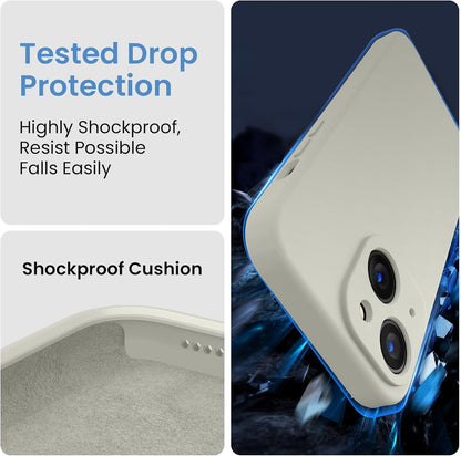 FireNova Designed for iPhone 15 Case, Silicone Upgraded [Camera Protection] Phone Case with [2 Screen Protectors], Soft Anti-Scratch Microfiber Lining Inside, 6.1 inch, Stone