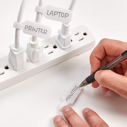 Wrap-It Storage Cable Labels - Medium, White (30-Pack) Write On Cord Labels, Wire Tags for Cable Management and Organizer for Electronics, Computers and More